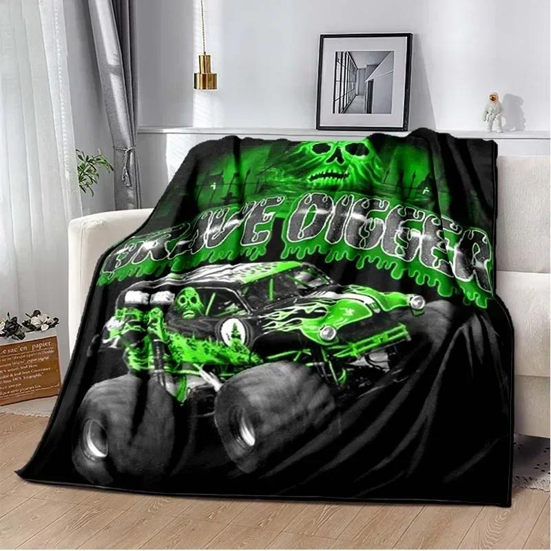 Monster Jam Grave Digger Truck Hot Wheels Sofadecke, leichte warme Isolierdecke, Bett, Büro, Auto, Knieschützer, Überwurfdecke