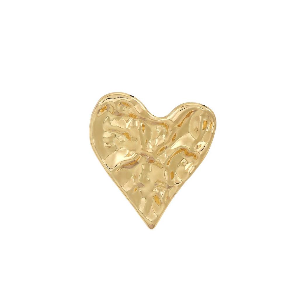 Retro Irregular Pleated Heart Brooch - Elegant Metal Corsage Pin for Women