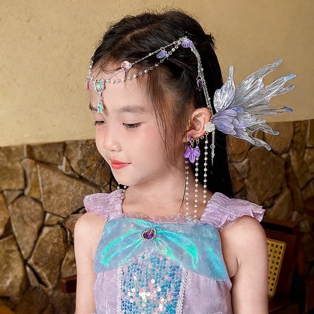Princesa Sirena Flor Ear Cuffs Duende Elfo Perla Borla Pinzas para Orejas Aletas de Oreja Ear Cuffs Cosplay