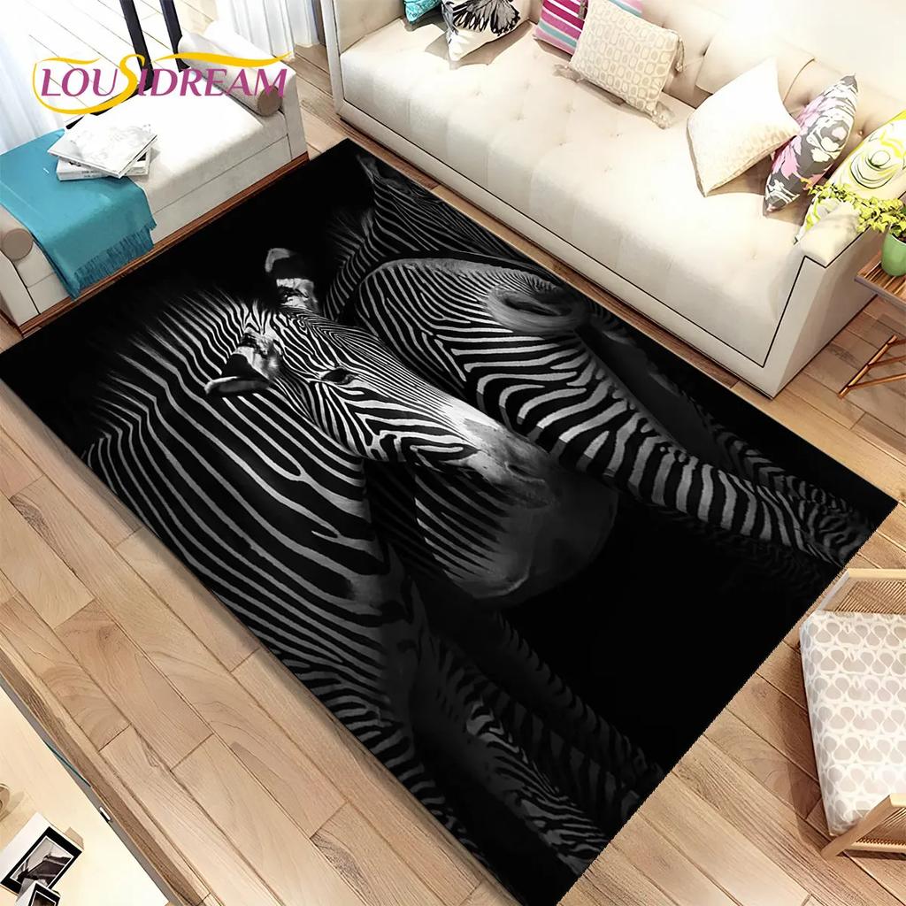 Zebra Wild Animal  Area Rug Large,Carpet Rug for Living Room Bedroom Kitchen Doormat Decoration,Children Play Non-slip Floor Mat