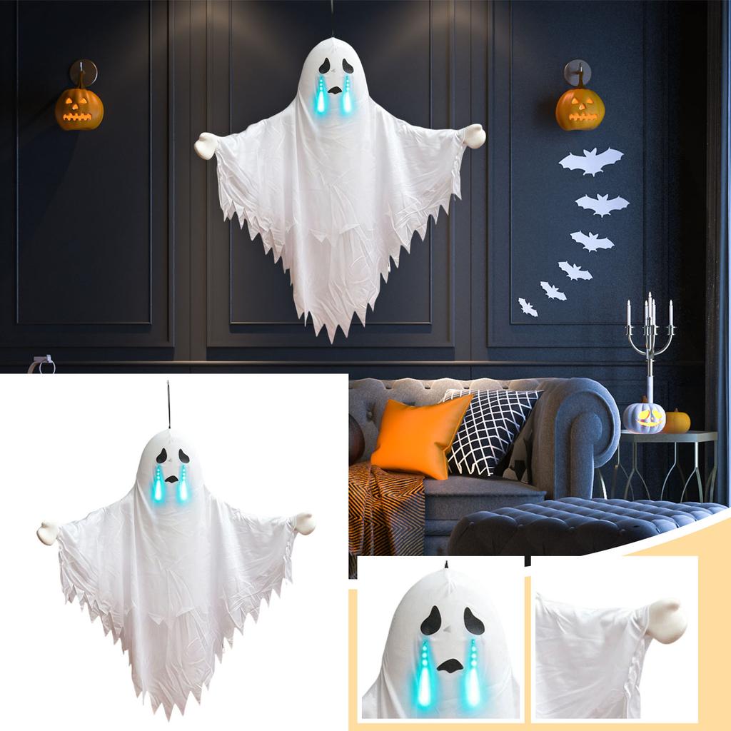 Halloween Glowing Hanging Decoration Sound-Activated Talking Prop for Indoor Outdoor Use