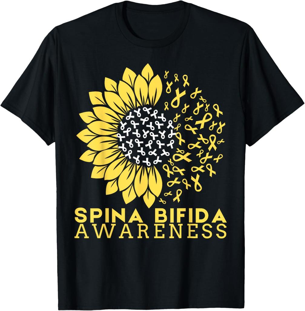 Spina Bifida Awareness Month Sunflower Ribbon Unisex T-Shirt 2