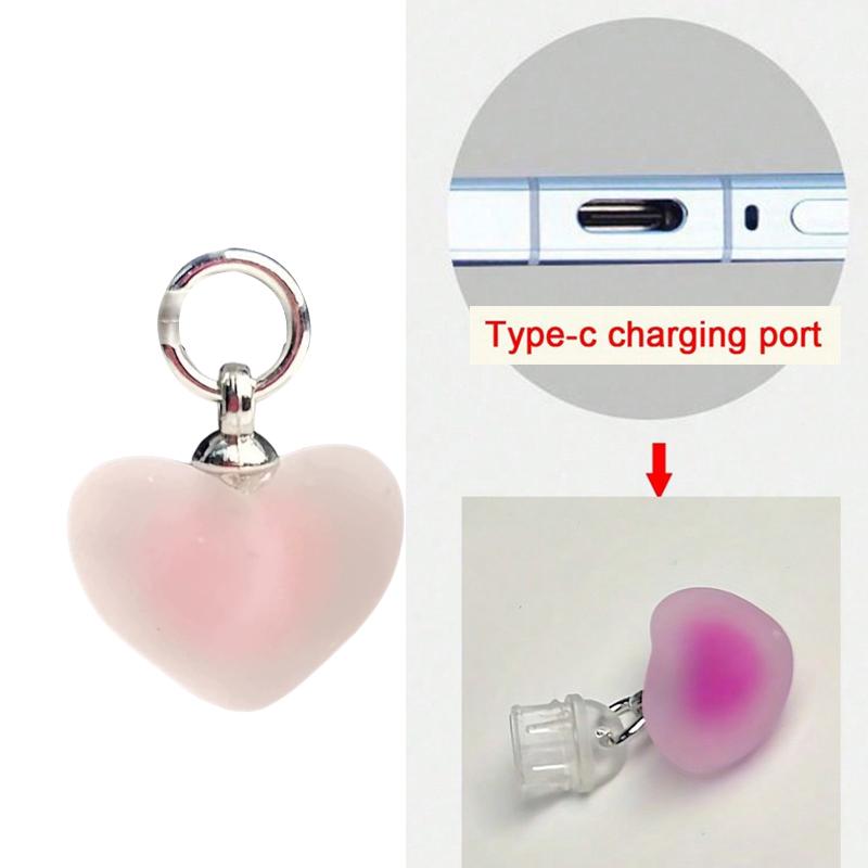 Candy Color Love Heart Shaped Phone Dust Plug Phone For Type-C Phone Accessories Heart Shaped Phone Dust Plug Pendant