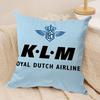 Netherlands Klm R-Royal Dutch Airline Cushion Cover Silky Short Plush Invisible Zipper Dustproof Sofa Pillow Case For Home Decor
