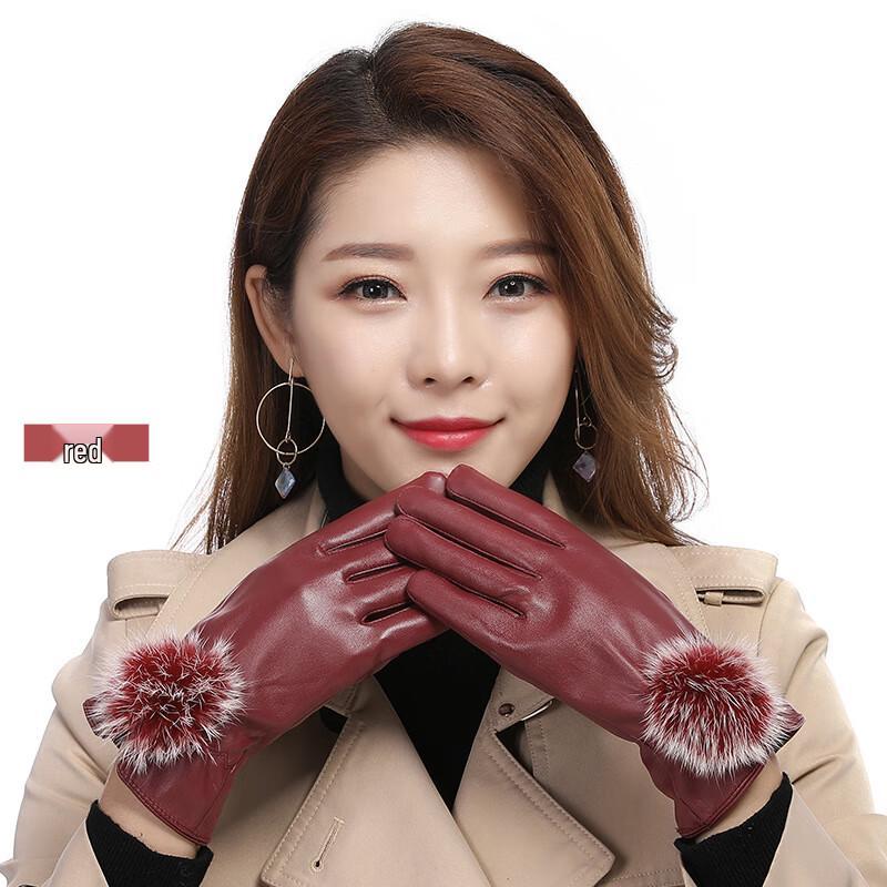 Women s Fleece-Lined PU Leather Touchscreen Winter Gloves One Size