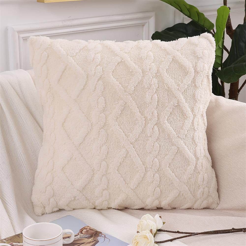 Olanly Autumn Decoration Pillow Cover 45x45 Soft Fuzzy Decorative Cushion Cover Pillowcase For Sofa Home Decor Throw Pillow Case