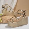 Fashion New Summer Women Wedges Sandals Rivets Open Toe Platform Sandals Women Casual Wedge Roman Luxury New High Heels Shoes for Women