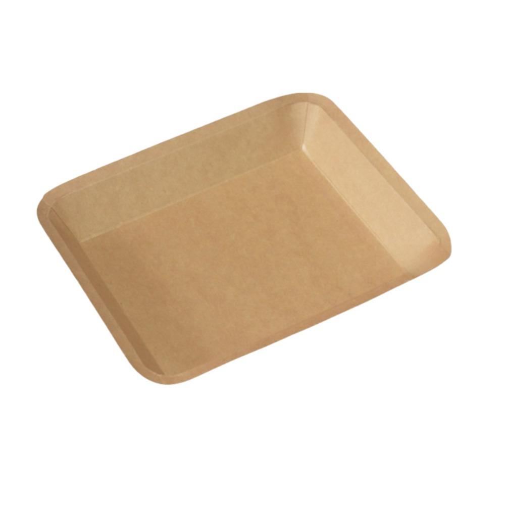 

50PCS Thickened Kraft Paper Barbecue Tray Oil Proof Snack Tray Fast Food Restaurant 6.69x5.83x0.94 in