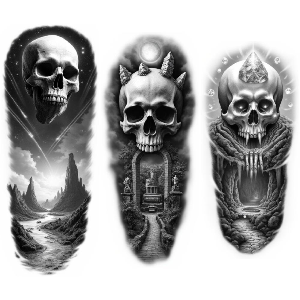 3pcs Temporary Tattoo Realistic Temporary Tattoos Spider Skull Tattooed Arm Dark Artwork For Adults Men Arms