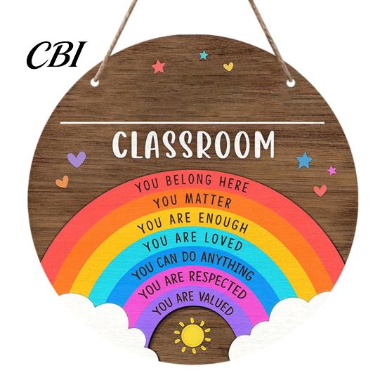 Classroom Round Hanger Wooden Welcome Sign for Door, to Our Hanger, Front Door Hanging Sign, Back School Preschool Decoration