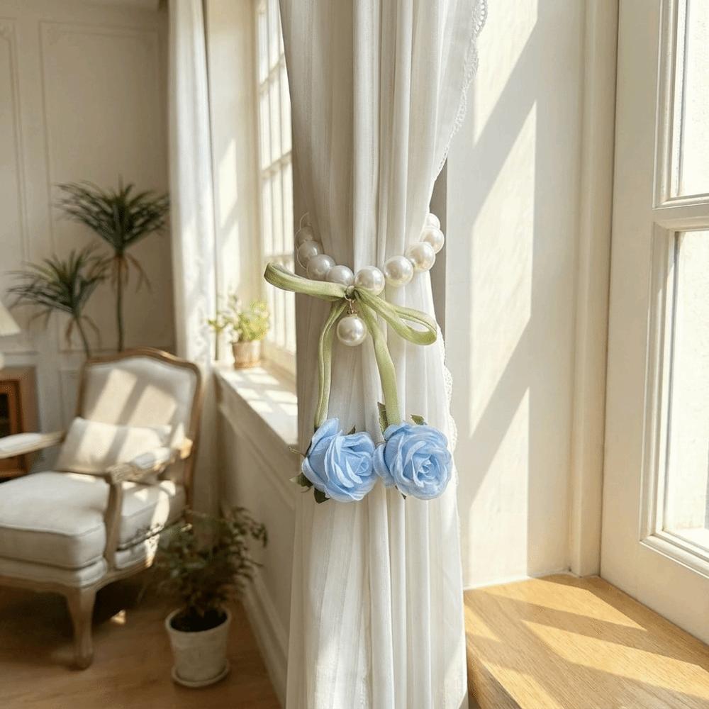 2PCS Decorative Rose Curtain Straps Portable Curtain Binding Curtain Buckle Living Room