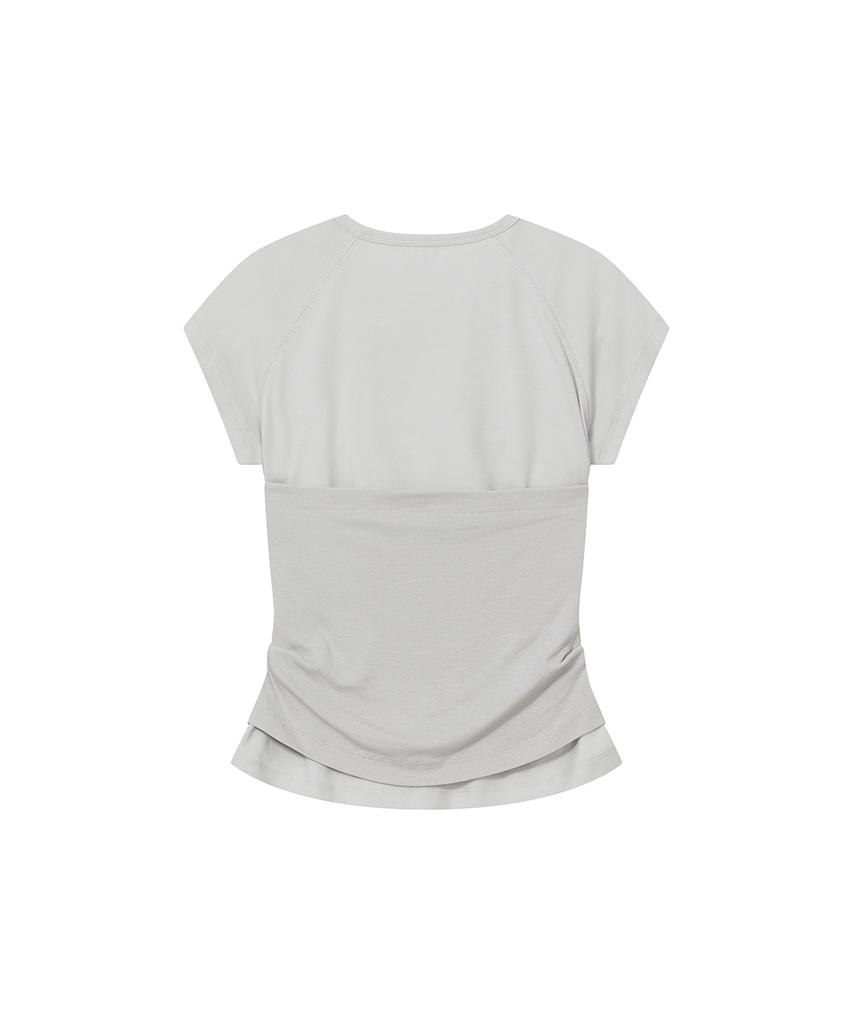 MISEKI SEOUL Hannah Button Layered Short Sleeve Gray