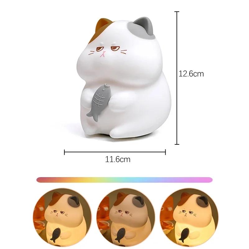 

Жадібний Кіт Нічник Перезаряджувана Силіконова Лампа з Сенсорним Управлінням та Поплескуванням Весела Лампа Кіт і Рибка Тварина Світло Приліжкова Настільна Декорація Warm and RGB&USB Plug