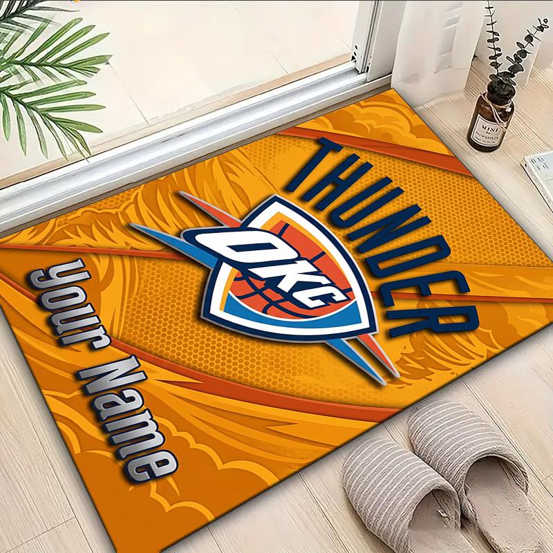 Custom Name Rug Thunder Basketball Team Area Rug Suitable for Indoor And Outdoor,Carpets for Homes, Offices,Living Rooms,Home Decor,Christmas Gift