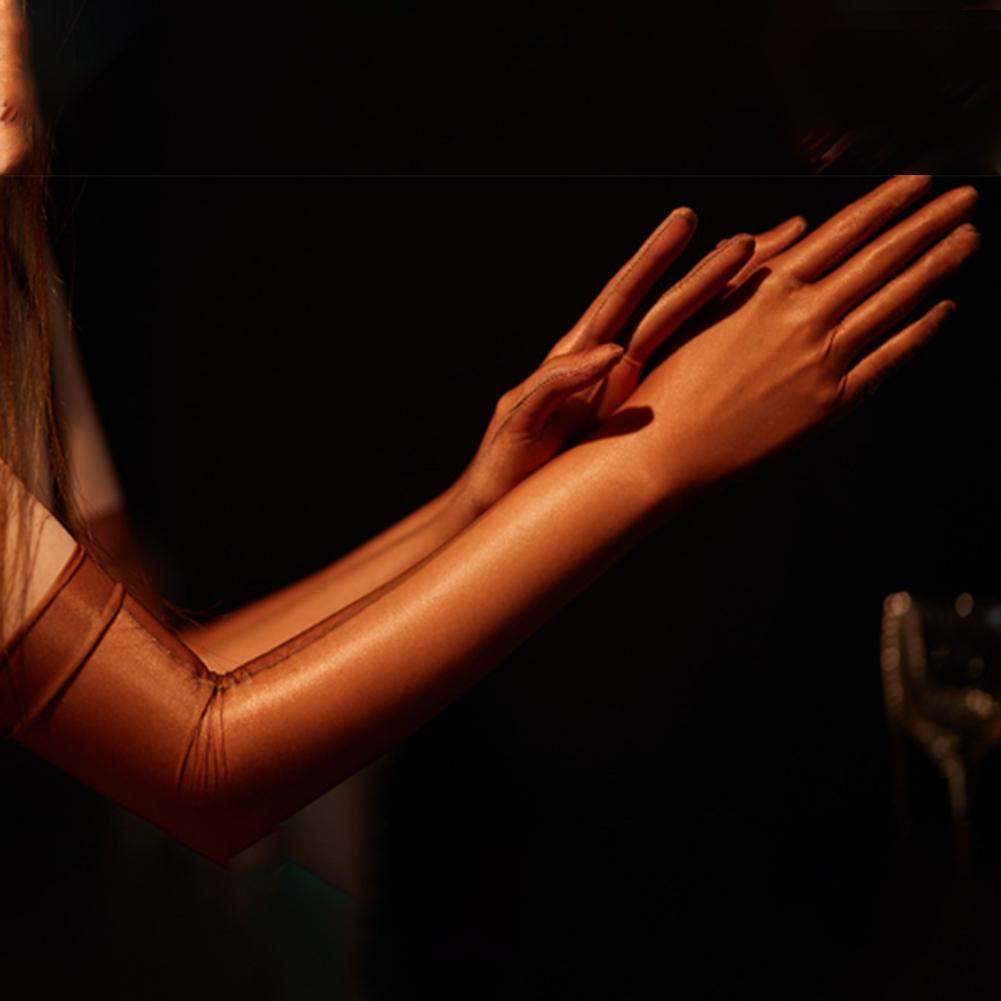 כפפות אלסטיות מאוד שמן מבריק מבריק סקסי דק שקוף