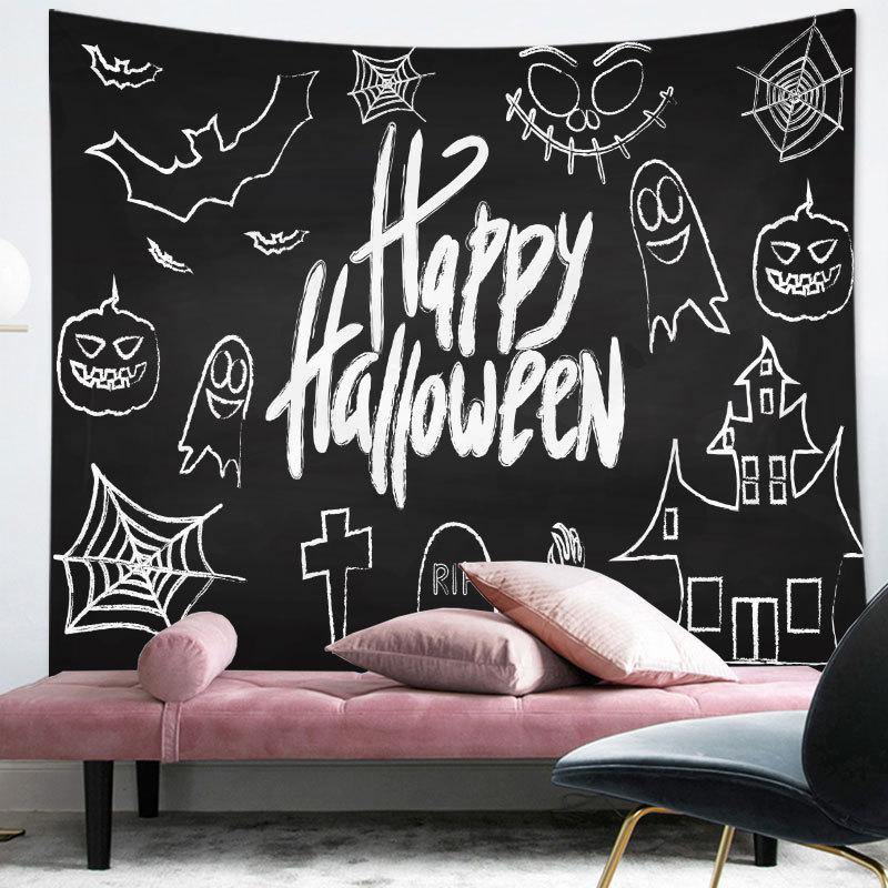 Happy Halloween Tapestry Cartoon Pumpkin Print Tapestry Home Living Room Bedroom Decor Wall Hanging For Boys Teen Festival Gift