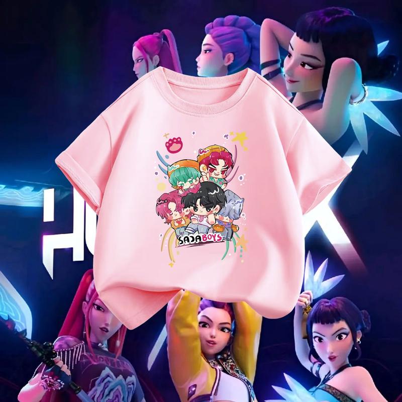 

Летняя K-pop футболка 2025 года «Охотники на демонов» для детей, мультяшная, аниме, мем-принт, одежда, с круглым вырезом, базовая, для мальчиков, повседневная, рубашка, подарок 100