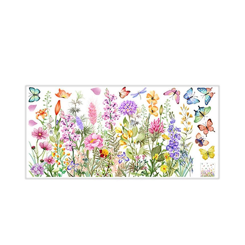 Double Painted Flowers Leaves Wall Sticker Electrostatic Background Wall Decor  for Home Decor