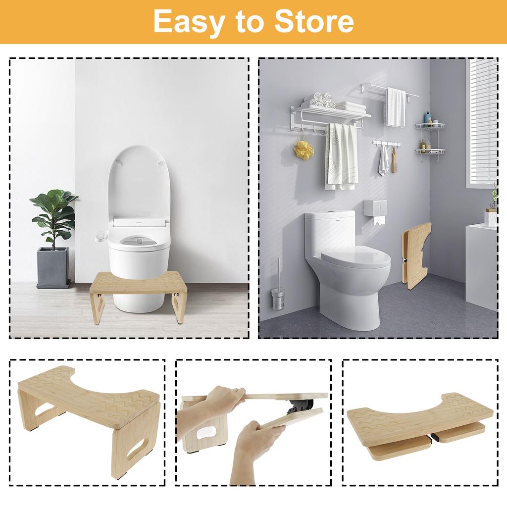 Toilet Footstool Bamboo Foldable Nonslip Bathroom Squat Stool Poop Potty Washroom Squatting Leg Raiser