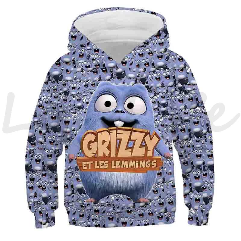 Grizzy i Lemingi Bluzy Dziecięce Casualowe Bluzy z Kapturem Topy Sudadera Chłopcy Dziewczynki Słońce Niedźwiedź Grizzly Bluzy z Kapturem Dzieci Bluza z Kapturem