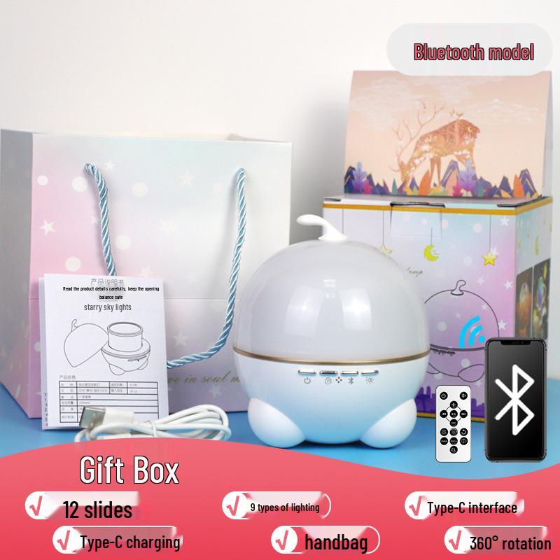 Adorable Starry Sky Night Light Projector for Kids - Seven-Color Rechargeable Atmosphere Lamp