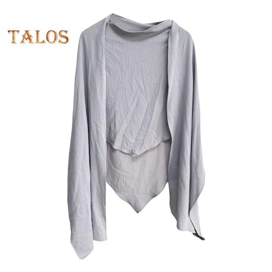 

Близькосхідний шарф для тепла Пилонепроникний захист від сонця Однотонна хустка в стилі шаль Хустка з хвилястою плісированою тканиною Щоденне використання на природі Пов’язка на голову сірий