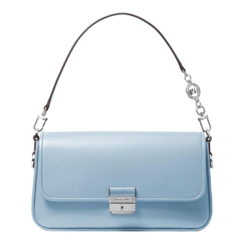 MICHAEL KORS Bradshaw Solid Color Simple Flip Commuting Leather Armpit Bag Chain Bag Baguette Bag Shoulder Bag Small Women s Blue синий