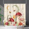 Bathroom Waterproof Curtain Digital Printing Plant Mushroom Shower Curtain Non-Punching Toilet Partition Curtain Shower Cloth