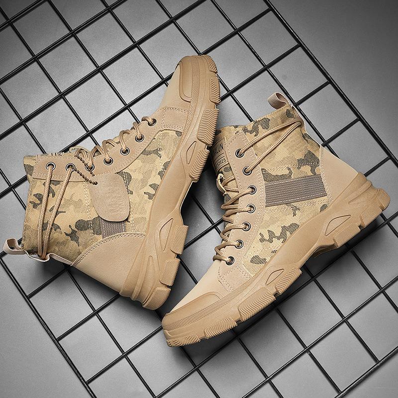 Men's High-top Boots Fashion Camouflage Boots Outdoor Casual Platform Boot Desert Ankle Boots for Men Hiking Shoes Botas Hombre