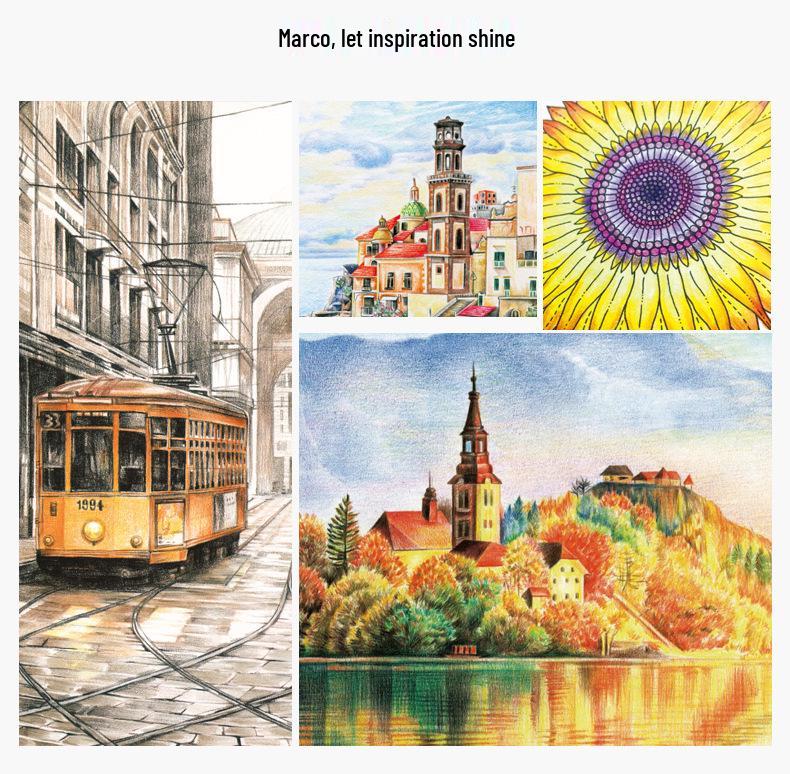 Marco 7120 Water-Soluble Colored Pencils: 48 or 72 Watercolor Options for Art and Painting.