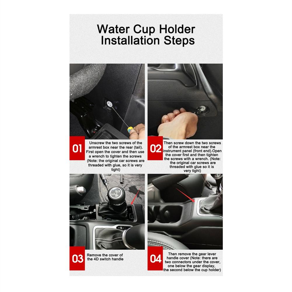 Car Rear Seat Water Cup Holder, Black For Jeep Wrangler JL JT 2018+  Accessories