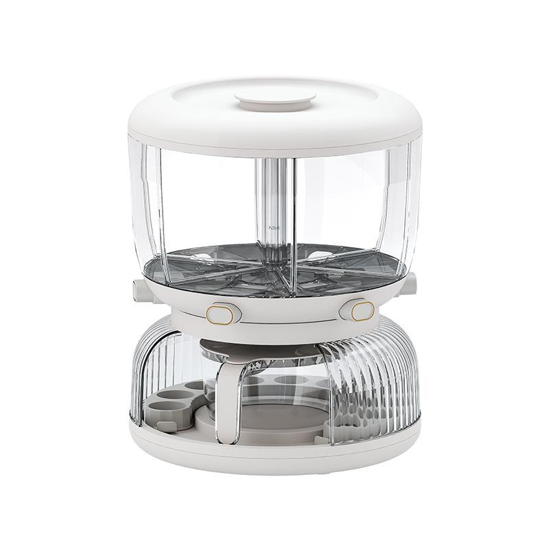 6-Grid Rotating Grain Dispenser Bulk Cereals Rice Barrels Separated Jars Sealed Insectproof Rice Tank Container Kitchen Storage