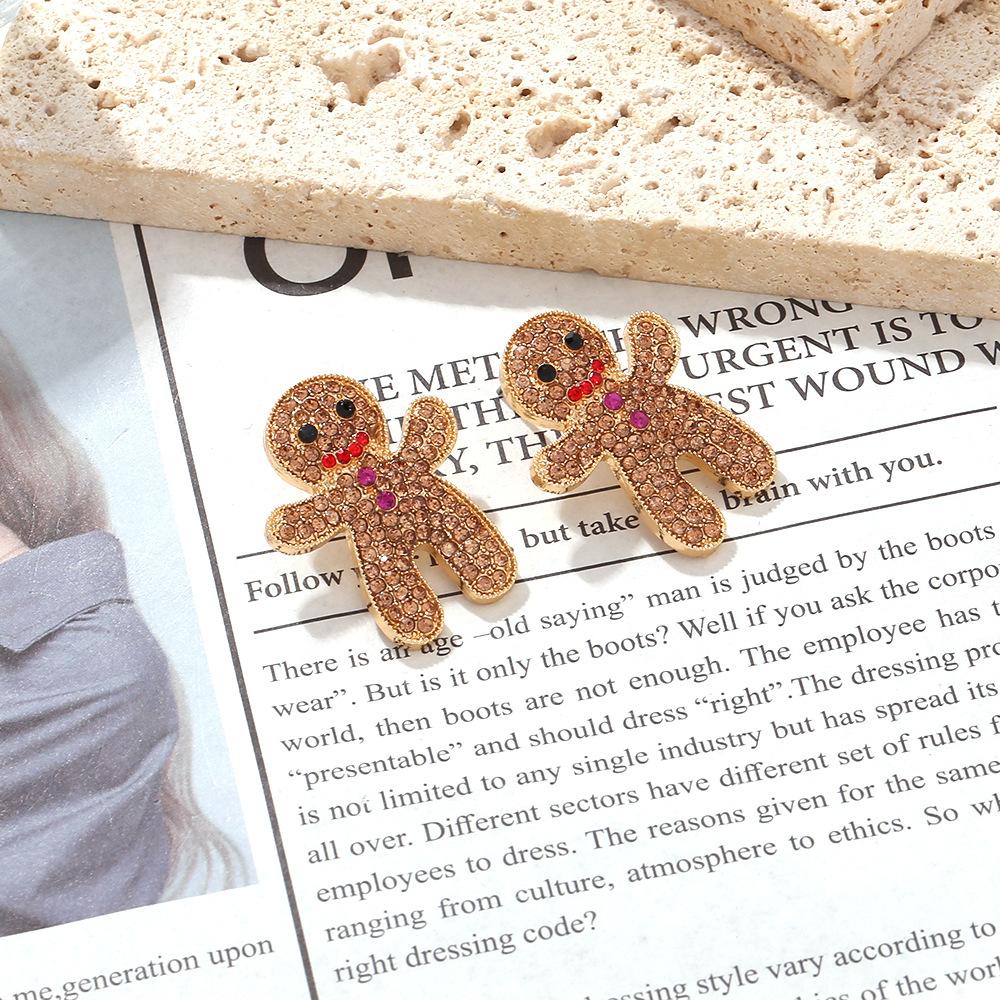 2025 New Christmas Sweet Cute Metal Christmas Gingerbread Man Earrings