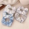 Sea Salt Blue Polka Dot Floral Plaid Large Hair Scrunchie Sweet and Versatile Fabric Hair Tie Hair Accessory