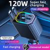 120W 4 In 1 Car Charger Portable Car Fast Charging Mobile Phone Adapter Multi Functional Scalable Cable