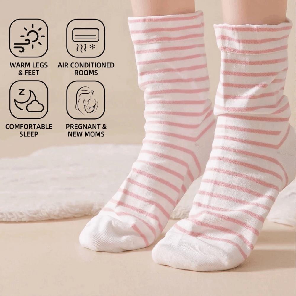 5Pairs Comfortable Striped Socks Loose Women Tube Socks Simple Cotton Socks Sleeping socks