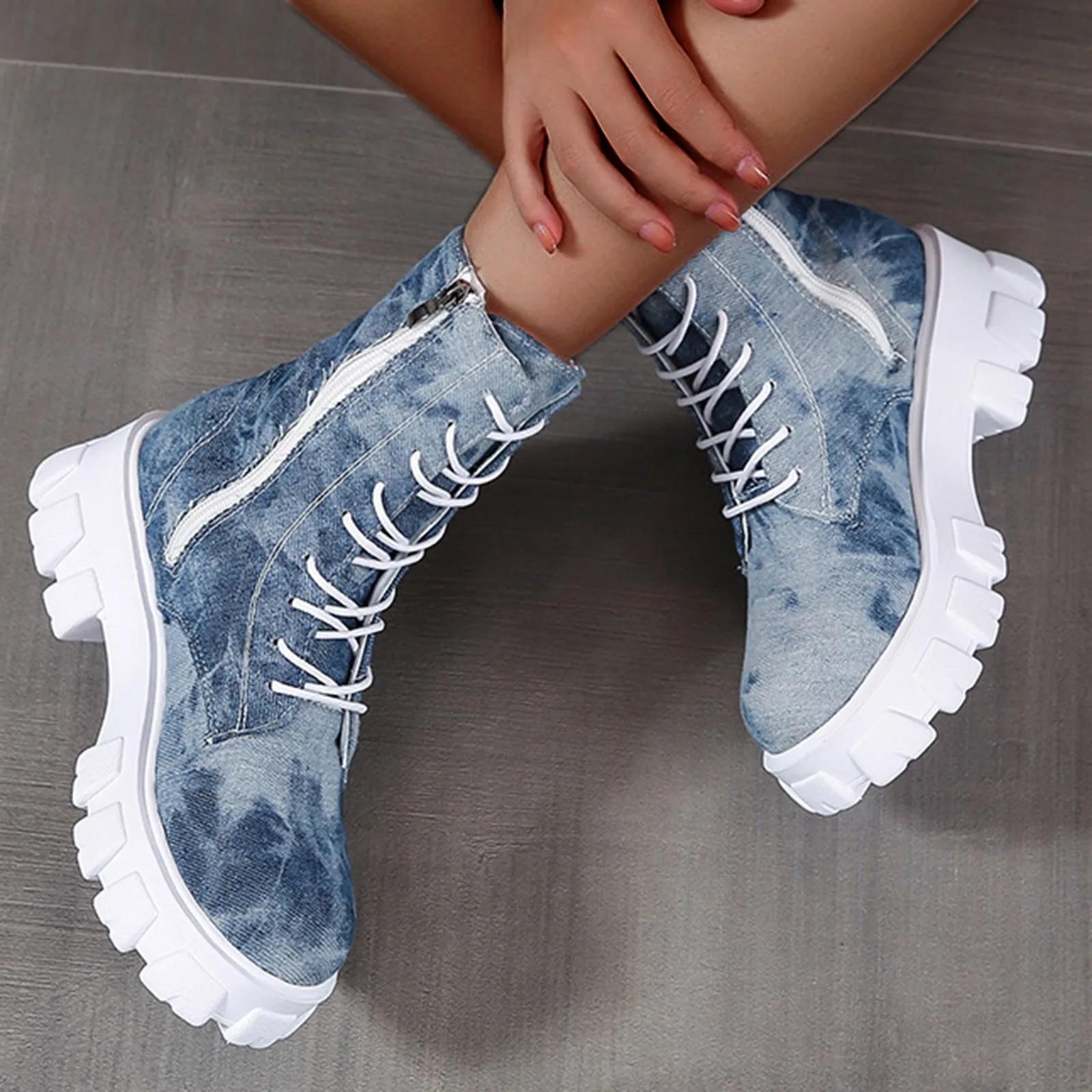 

2024 2024 Стиль 2024 Обувь Дышащие Толстая подошва Ретро Slip-on Ботинки Combat 2024able Дизайн Повседневные Ботинки Sapatos Femininos 42 небесно-голубой