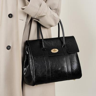 Bag Female Black Soft Pitot Tote Large Commuter Tote Bag Retro Lawyer Bag