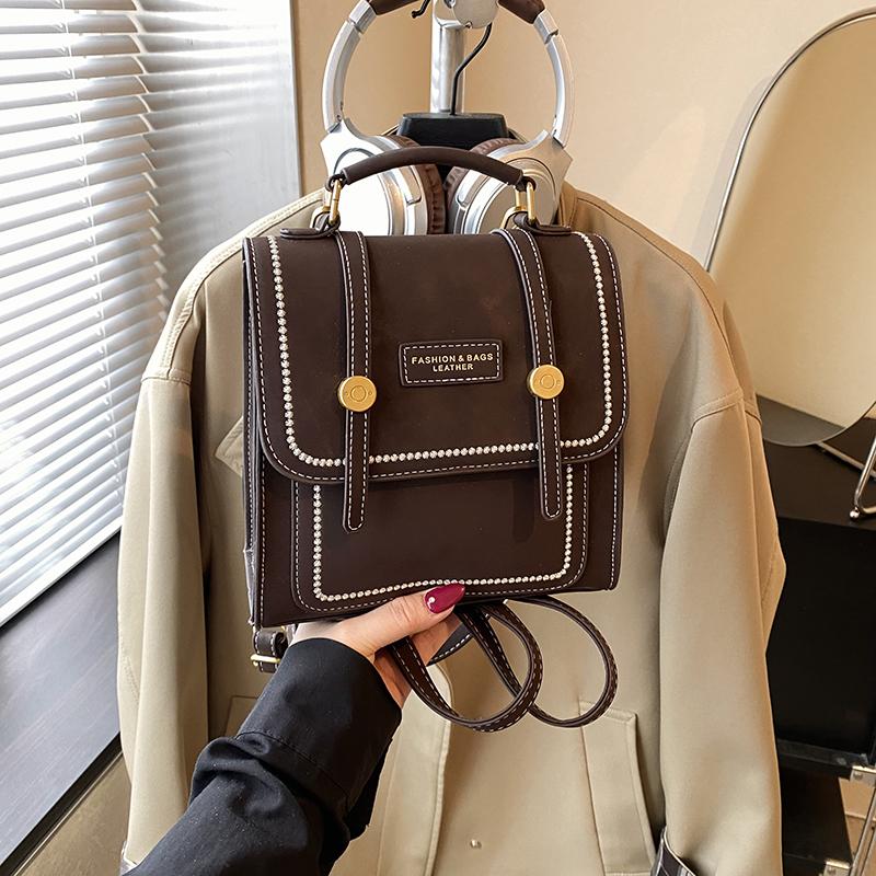 Retro Niche Design Backpack Fashion Portable Backpack British Daily Commuting Backpack Female Mini Schoolbag Girl PU Leather