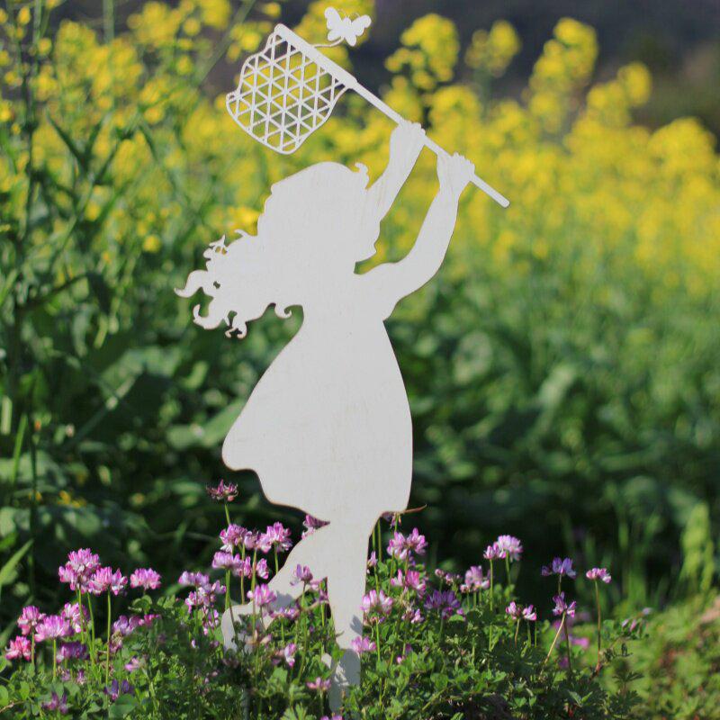 Wrought Iron Silhouette Garden Figures: Outdoor Lawn and Courtyard Decorations