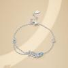 PANPOKI New 925 Silver Blue Feather Lucky Symbol Bracelet Chain Link Women Bracelet Jewelry Party Trendy Gifts