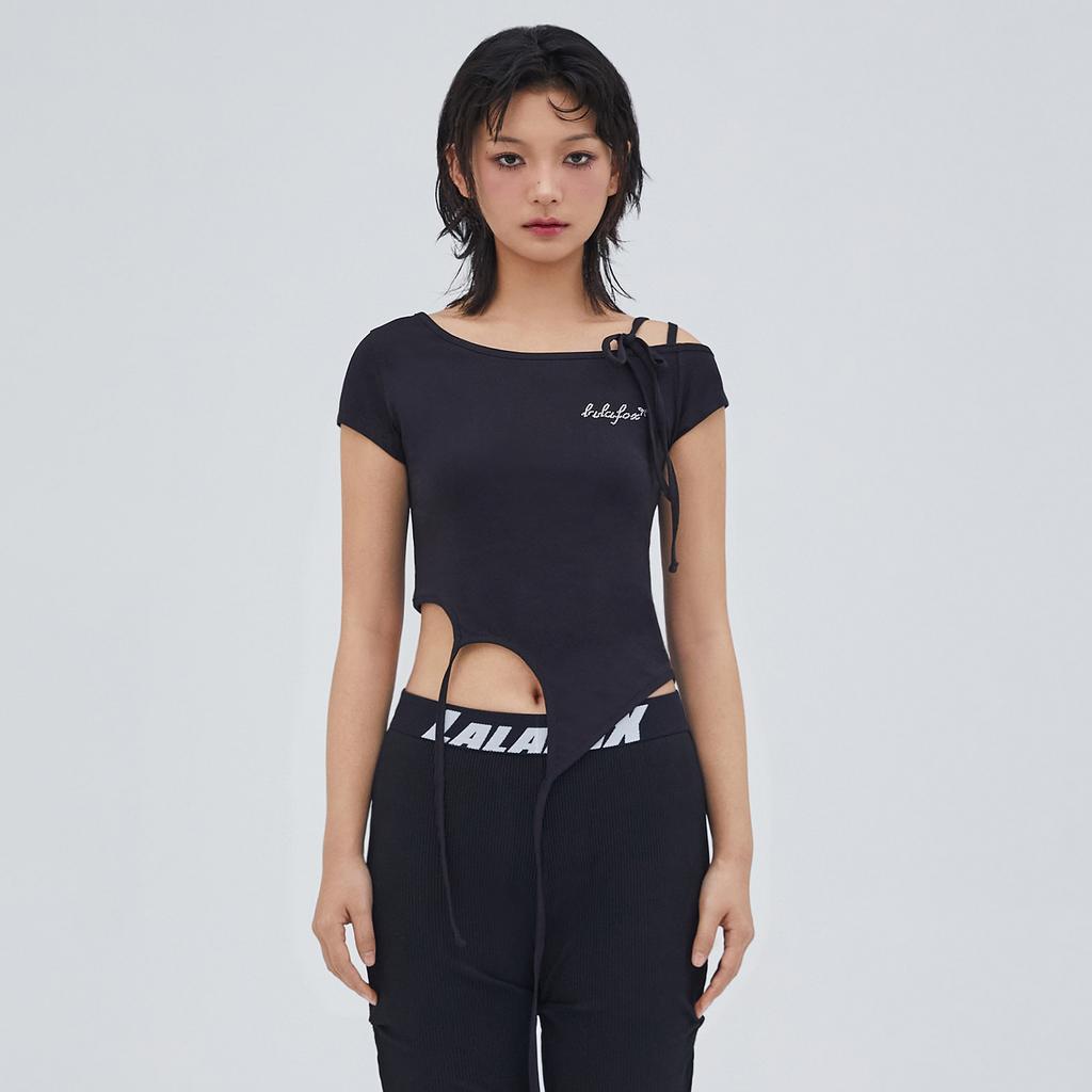 LALAFOX Shoulder Cut-Out T-Shirt Black Bq2Ch016
