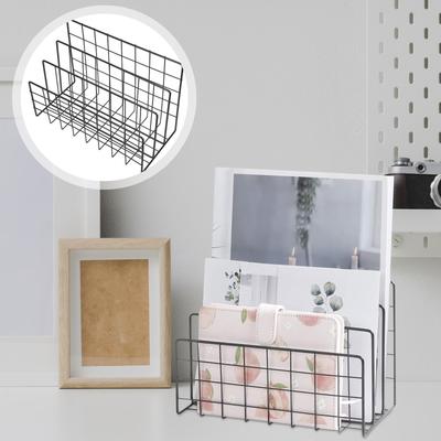 3 Slots Desk Mail Organizer Metal Desktop File Holder Letter Envelope Storage Rack Mail Sorter Countertop Office Organizer