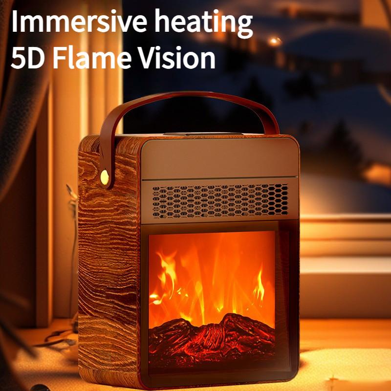Graphene Fireplace Heating Machine Portable Household Electric Heater Simulated Flame Warm Air Blower