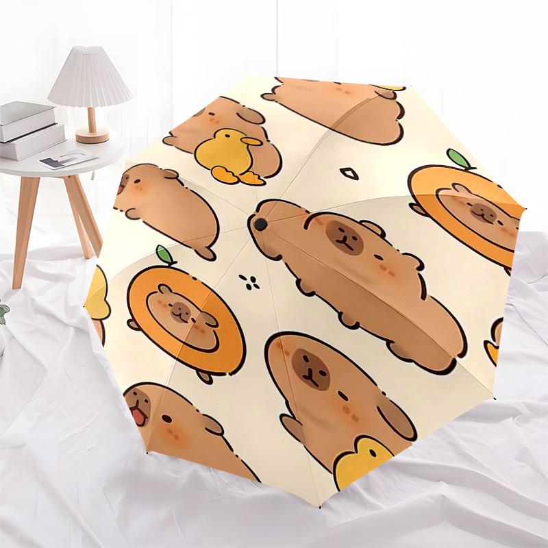 Capybara Themed Travel Umbrella-8 Ribs Automatic Opening and Closing, Portable Folding Design, Compact and Stylish Umbrella Suitable for Out