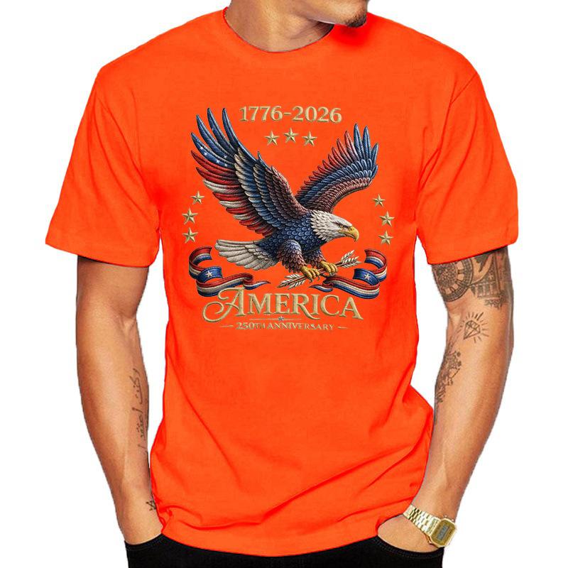 Usa 250th Anniversary Eagle Flag Print Trendy Tshirt Casual Loose Short Sleeve Top Modal Material Comfortable Unisexs Tee
