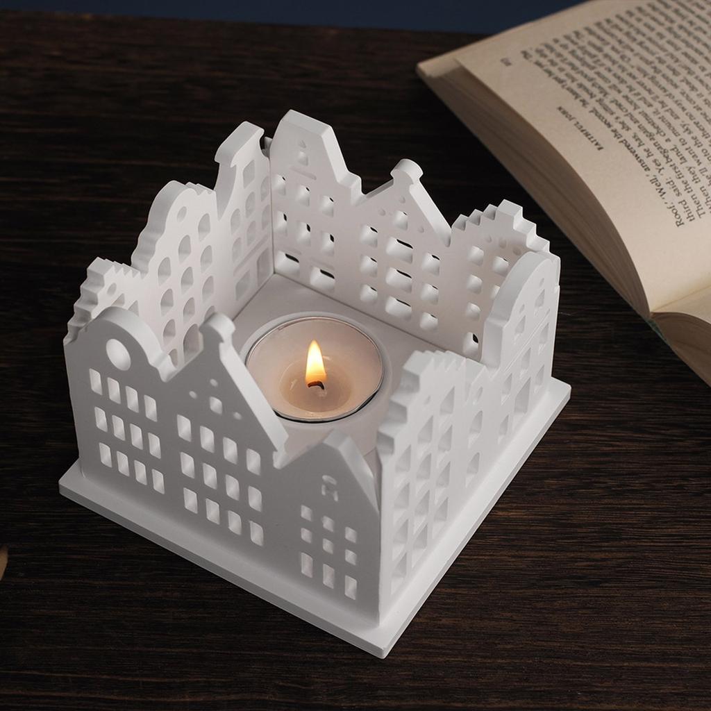 Silicone Resin Houses Moulds Candlestick Moulds Home Ornament Moulds Silicone Texture for Art and Craft Enthusiasts