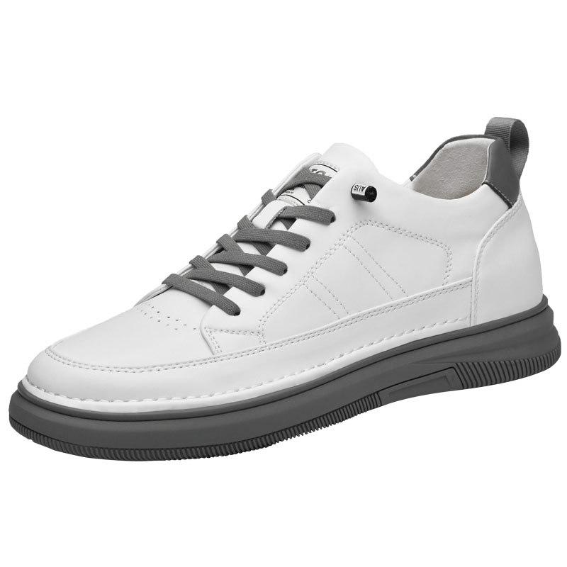 Herren Echtleder Höhenvergrößernde Weiße Freizeitschuhe 2024 Sommer Atmungsaktive Board-Schuhe