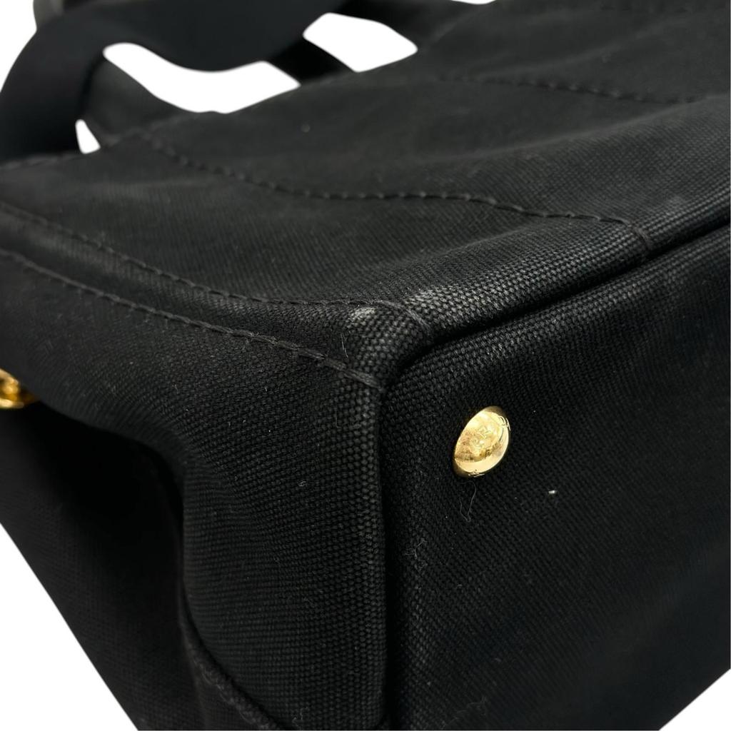 PRADA Canapa Handbag black Women 2-way triangle logo used