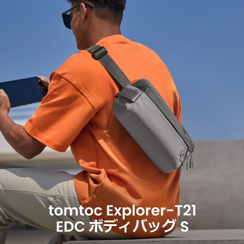 Bolsa Mini de Ombro para iPad mini Cor Cinza Espacial [tomtoc] Masculina, Bolsa de Ombro Único, Pequena, Repelente à Água, Leve, Bolsa, Compatível, Ao Ar Livre, Academia,